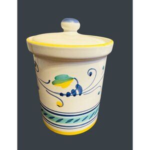 Savoir Vivre Rialto Canister Cookie Jar Earthenware Italy Yellow Blue Green